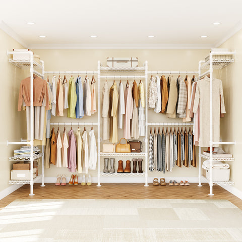 ONBRILL H SERIES-H5 Wall Mounted Expandable Industrial Pipe Clothing Rack with Storage