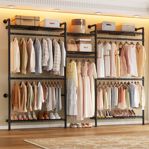 ONBRILL H SERIES-H3Plus Wall Mounted  Expandable Industrial Pipe Wall Mounted Clothing Rack with Storage