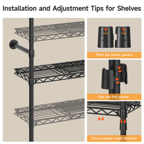 ONBRILL H SERIES-H3Plus Wall Mounted  Expandable Industrial Pipe Wall Mounted Clothing Rack with Storage