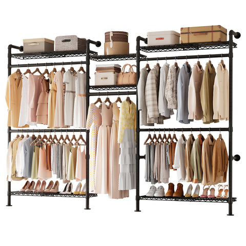 ONBRILL H SERIES-H3Plus Wall Mounted  Expandable Industrial Pipe Wall Mounted Clothing Rack with Storage