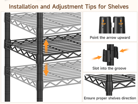 ONBRILL E SERIES-E5 Plus Expandable Heavy Duty Freestanding Metal Modular Clothing Rack with 9 Wire Shelves & 6 Hanging Rods