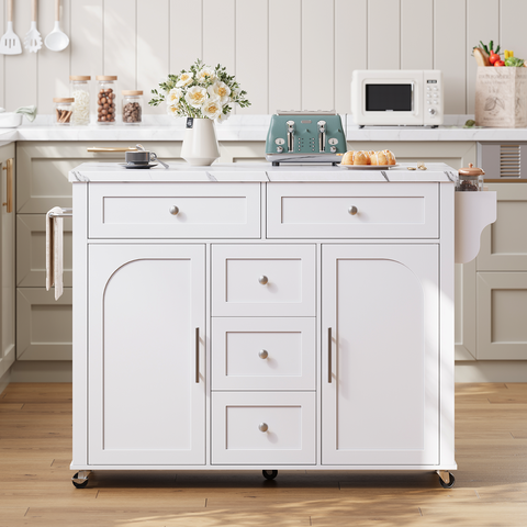ONBRILL Kitchen Island with Storage Cabinets and Drawers