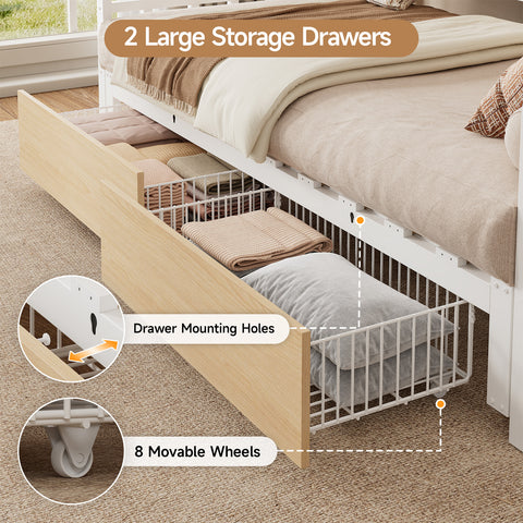 ONBRILL Twin Daybed with Pop up Trundle, Twin to King Daybed
