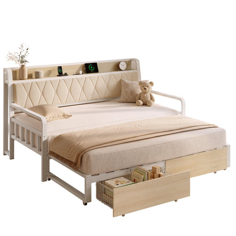 ONBRILL Twin Daybed with Pop up Trundle, Twin to King Daybed