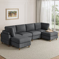 Modern Corduroy 6 Seater Modular Sectional Sofa