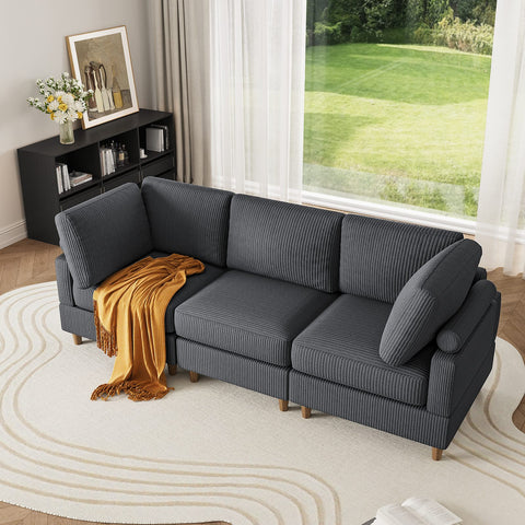 Modern Corduroy 3 Seater Modular Sectional Sofa