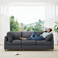 Modern Corduroy 3 Seater Modular Sectional Sofa