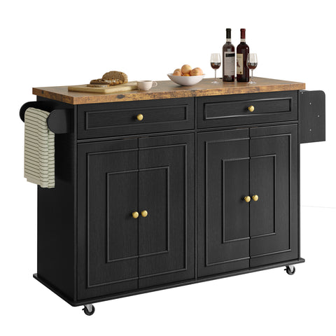 ONBRILL Rolling Kitchen Island with Power Outlet
