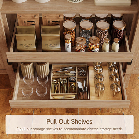 ONBRILL Arched Kitchen Pantry Cabinet with Pull-Out Shelves