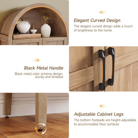 ONBRILL Arched Kitchen Pantry Cabinet with Pull-Out Shelves