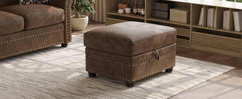 ONBRILL Faux Leather Ottoman with Storage