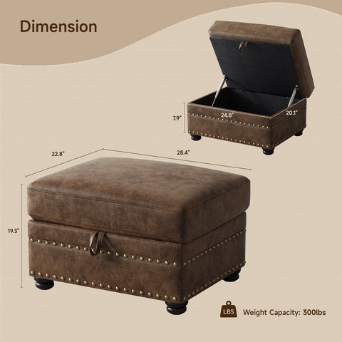 ONBRILL Faux Leather Ottoman with Storage
