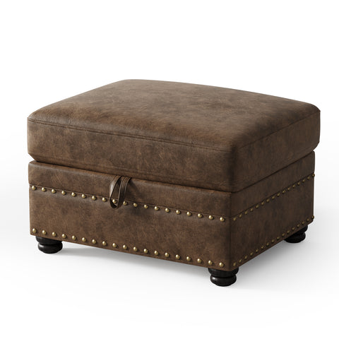 ONBRILL Faux Leather Ottoman with Storage