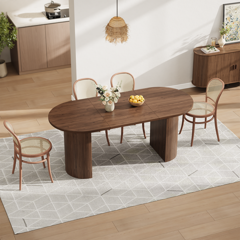 ONBRILL Oval Dining Table with Curved Base