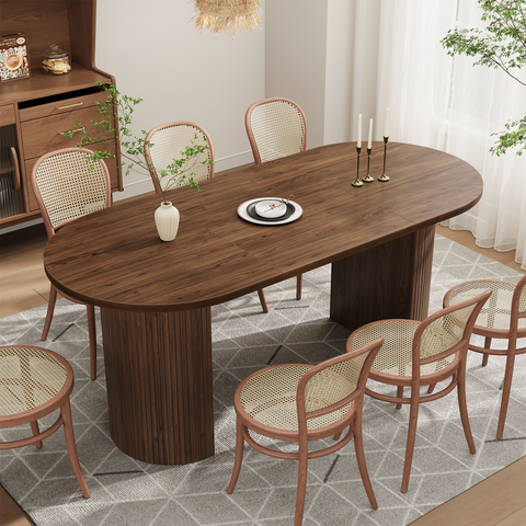 ONBRILL Oval Dining Table with Curved Base