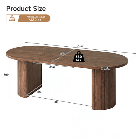 ONBRILL Oval Dining Table with Curved Base