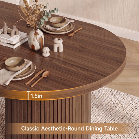 ONBRILL Oval Dining Table with Curved Base