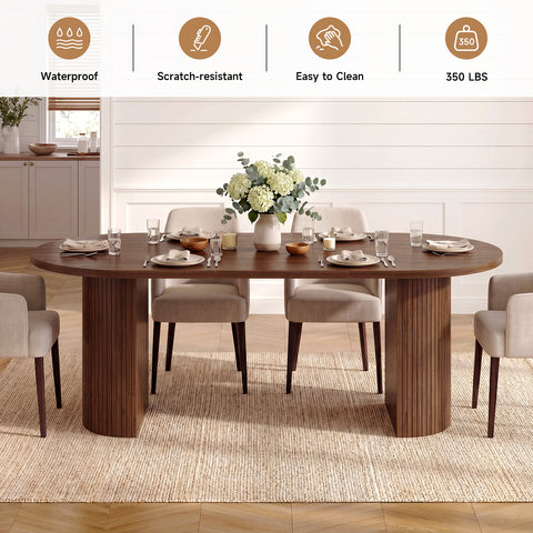 ONBRILL Oval Dining Table with Curved Base