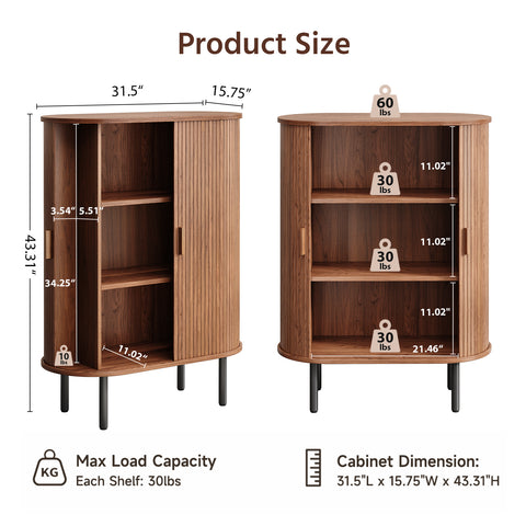 ONBRILL Tall Sideboard Cabinet with Sliding Door