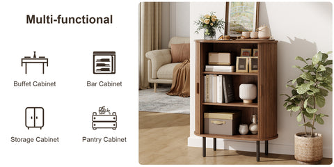 ONBRILL Tall Sideboard Cabinet with Sliding Door