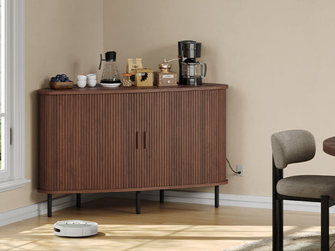 ONBRILL Arpelle 47" Corner Fluted TV Stand Cabinet for 55 Inch TVs