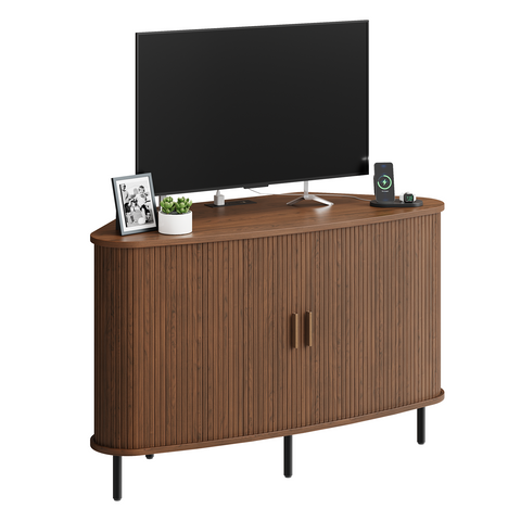 ONBRILL Arpelle 47" Corner Fluted TV Stand Cabinet for 55 Inch TVs
