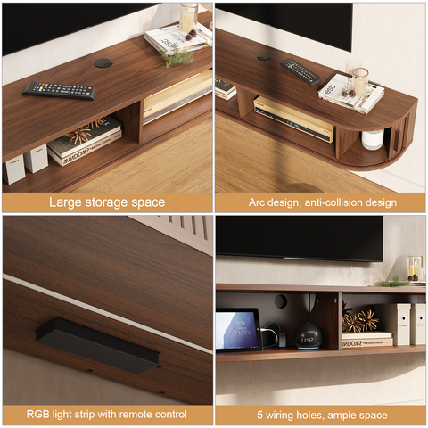 ONBRILL Arpelle 55" Floating TV Stand with Power Outlet for TVs Up to 65"