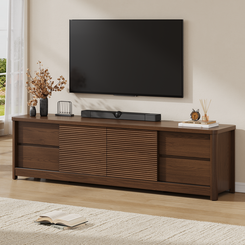 ONBRILL Mid Century Fluted TV Stand for Living Room, for TVs Up to 75"