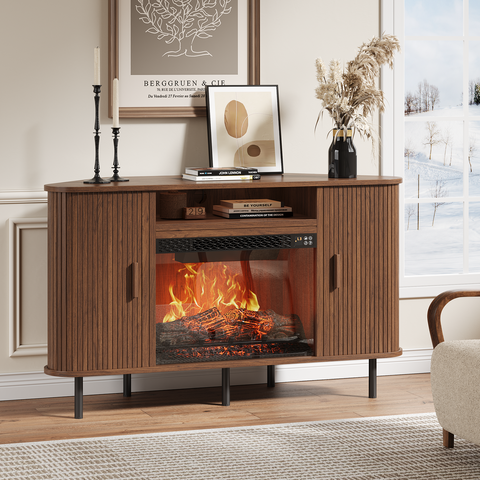 ONBRILL Arpelle 47" Corner Fireplace TV Stand for TVs Up to 55"