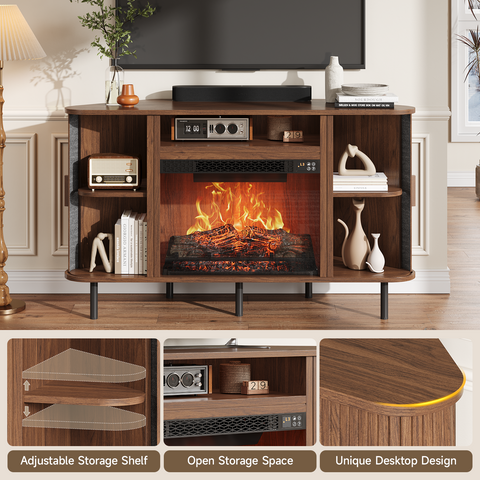 ONBRILL Arpelle 47" Corner Fireplace TV Stand for TVs Up to 55"