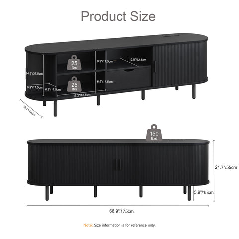 ONBRILL Arpelle 69" TV Stand with Power Outlet for TVs Up to 80"