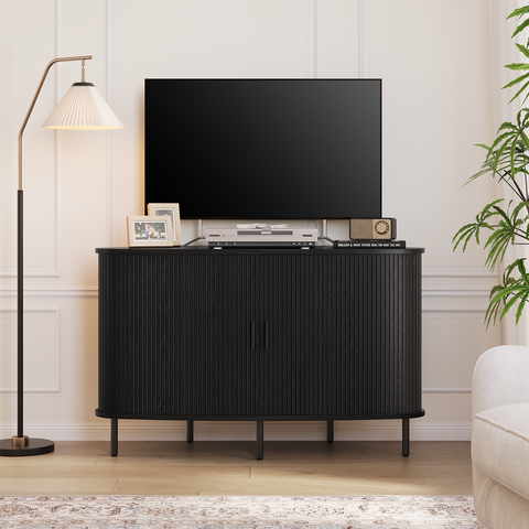 ONBRILL Arpelle 47" Corner Fluted TV Stand Cabinet for 55 Inch TVs