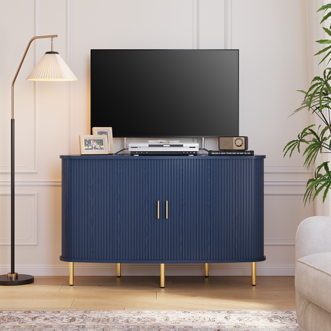 ONBRILL Arpelle 47" Corner Fluted TV Stand Cabinet for 55 Inch TVs