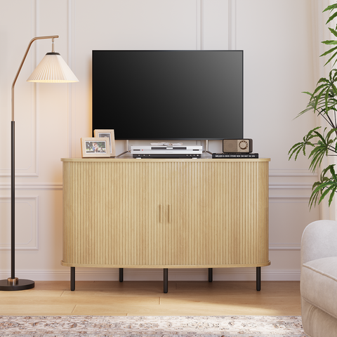ONBRILL Arpelle 47" Corner Fluted TV Stand Cabinet for 55 Inch TVs