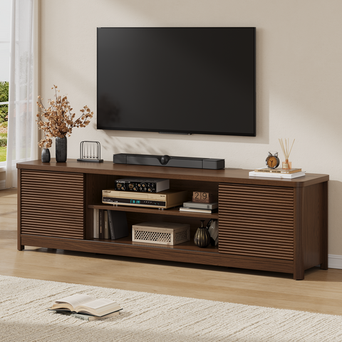 ONBRILL Mid Century Fluted TV Stand for Living Room, for TVs Up to 75"