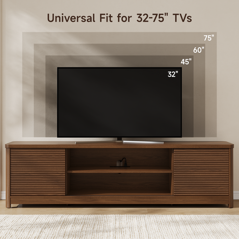 ONBRILL Mid Century Fluted TV Stand for Living Room, for TVs Up to 75"