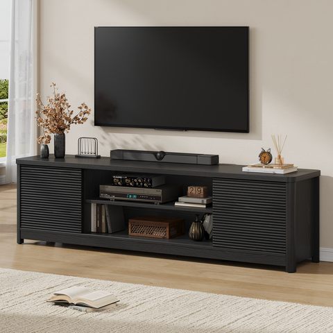 ONBRILL Mid Century Fluted TV Stand for Living Room, for TVs Up to 75"