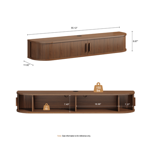 ONBRILL Arpelle 55" Floating TV Stand with Power Outlet for TVs Up to 65"