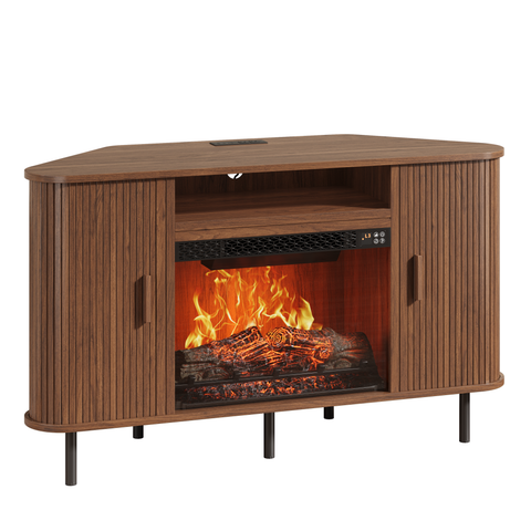 ONBRILL Arpelle 47" Corner Fireplace TV Stand for TVs Up to 55"