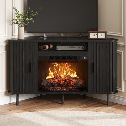 ONBRILL Arpelle 47" Corner Fireplace TV Stand for TVs Up to 55"