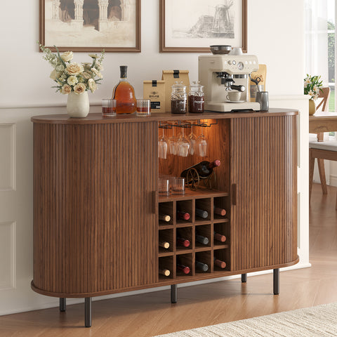 ONBRILL Fluted Wine Bar Cabinet with LED Light