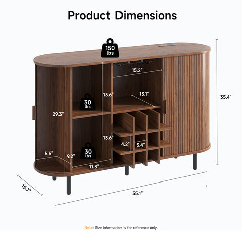 ONBRILL Fluted Wine Bar Cabinet with LED Light