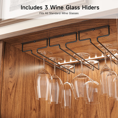 ONBRILL Fluted Wine Bar Cabinet with LED Light