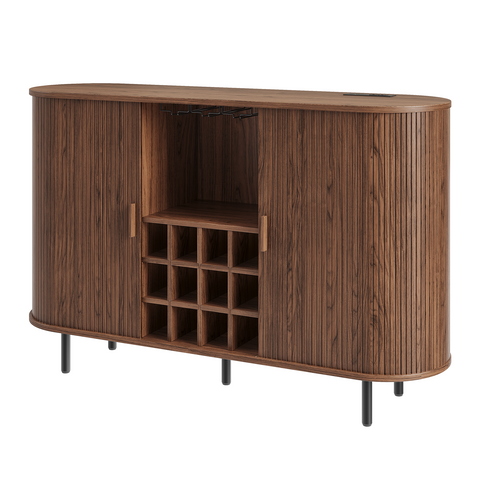 ONBRILL Fluted Wine Bar Cabinet with LED Light