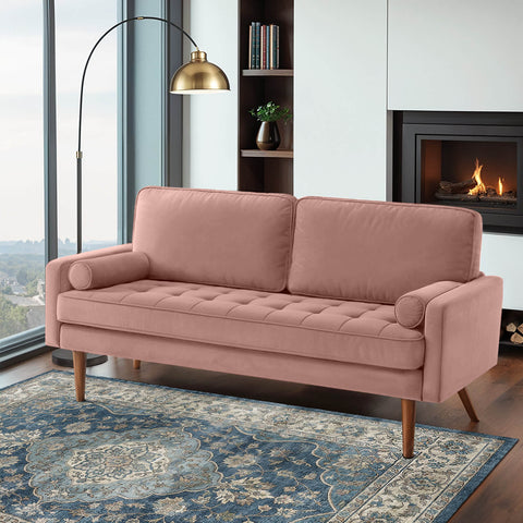 2-Seater Velvet Couch , Pink
